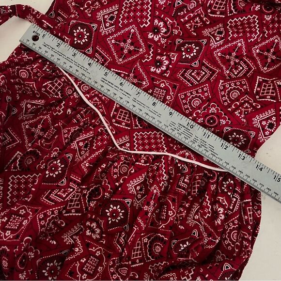 HANDMADE Red White Bandanna Fabric Dress Retro Sleeveless Button Back Closure - Picture 5 of 7